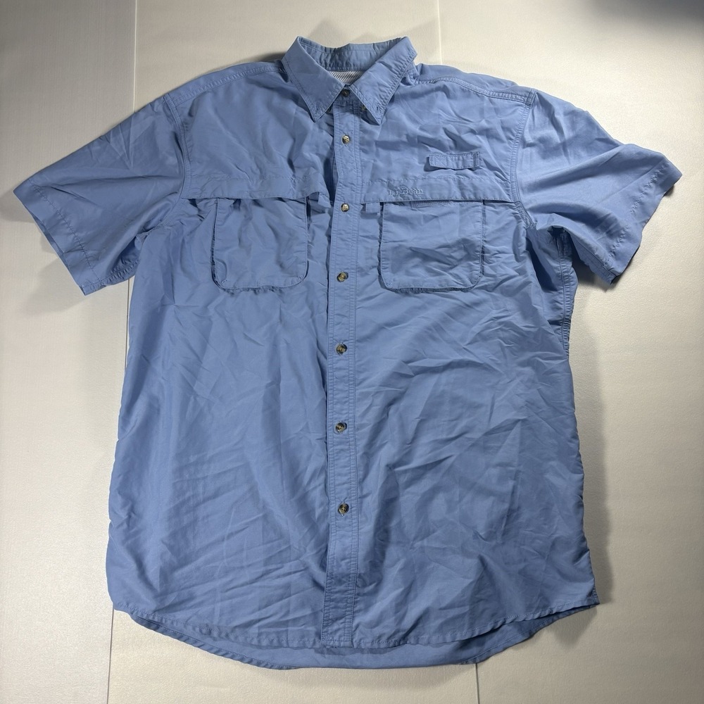 L.L. Bean Men's Large Tall Blue Vented Fishing Shirt Utility Gorpcore Workwear